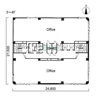 3階〜4階 平面図