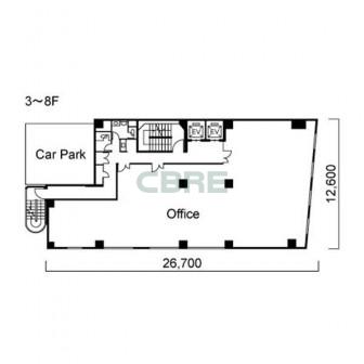 3階〜8階 平面図