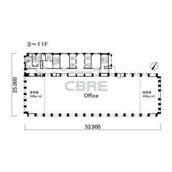 3階〜11階 平面図