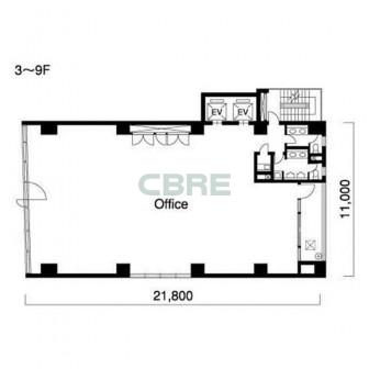 3階〜9階 平面図