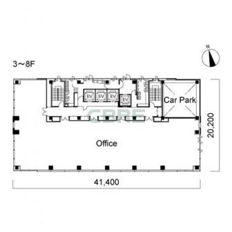 3階〜8階 平面図