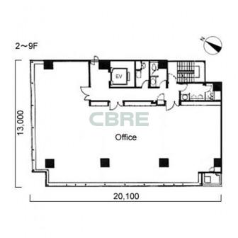 2階〜9階 平面図