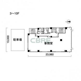 3階〜10階 平面図