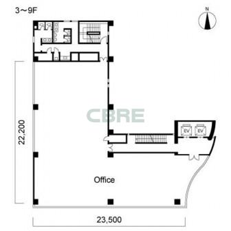 3階〜9階 平面図