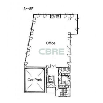 3階〜8階 平面図