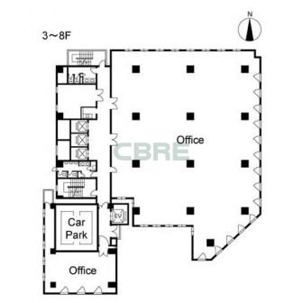 3階〜8階 平面図