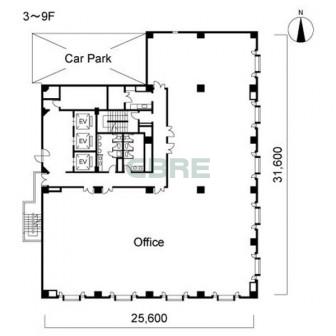 3階〜9階 平面図