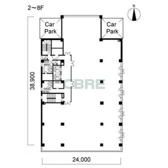 2階〜8階 平面図