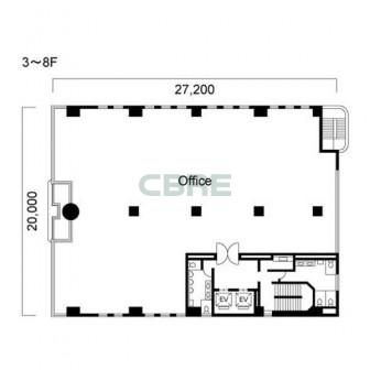 3階〜8階 平面図