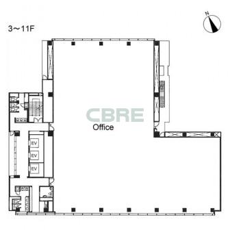 3階〜11階 平面図