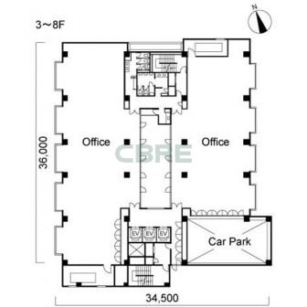 3階〜8階 平面図
