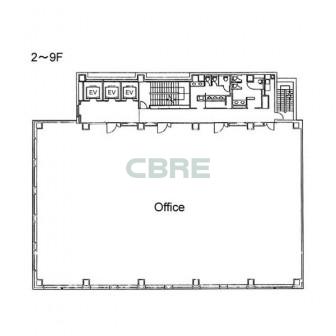 2階〜9階 平面図