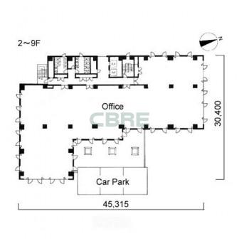 2階〜9階 平面図