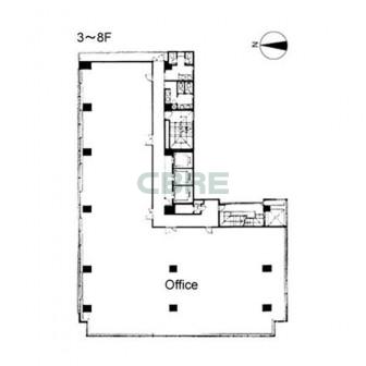 3階〜8階 平面図