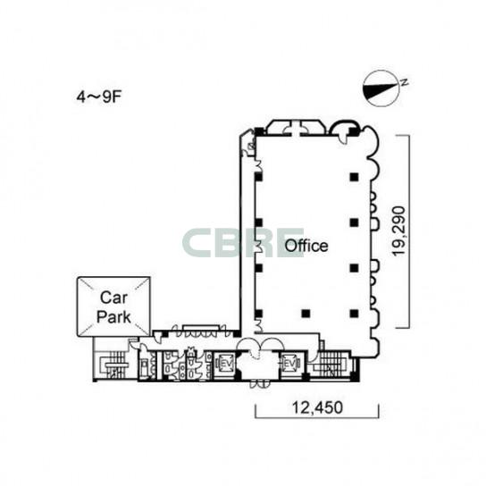 4階〜9階 平面図