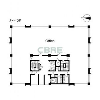 3階〜12階 平面図
