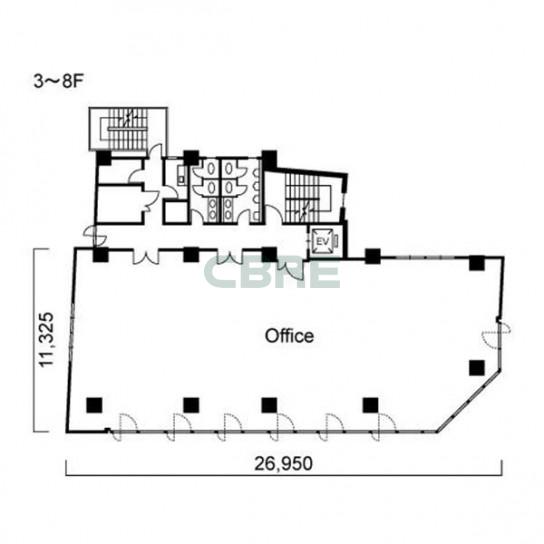 3階〜8階 平面図