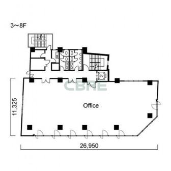 3階〜8階 平面図