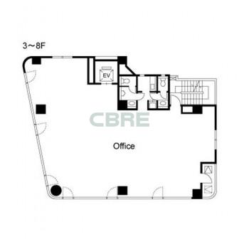 3階〜8階 平面図