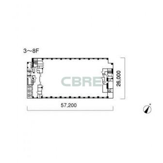 3階〜8階 平面図
