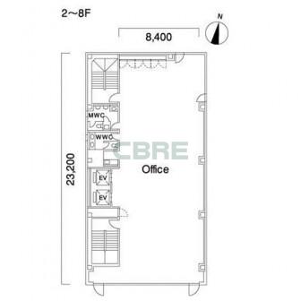 2階〜8階 平面図