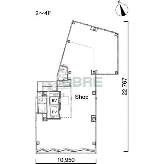 2階〜4階 平面図