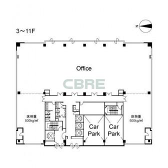 3階〜11階 平面図