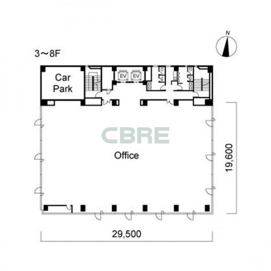 3階〜8階 平面図