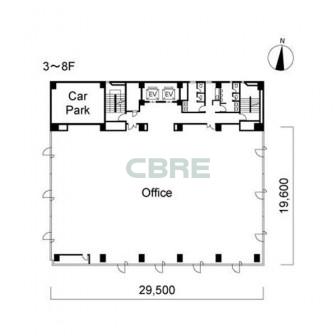 3階〜8階 平面図