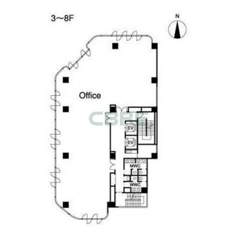 3階〜8階 平面図