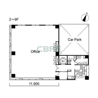 2階〜9階 平面図