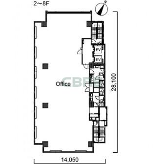 2階〜8階 平面図