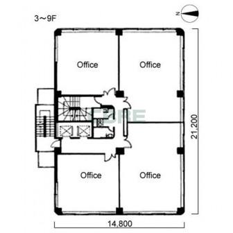 3階〜9階 平面図