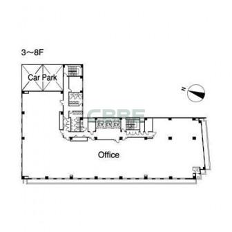 3階〜8階 平面図