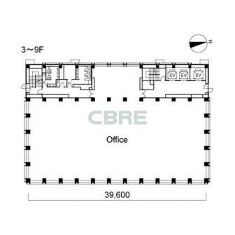 3階〜9階 平面図