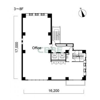 3階〜8階 平面図
