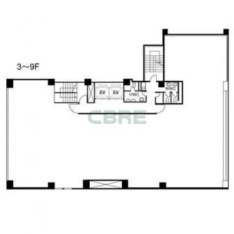 3階〜9階 平面図
