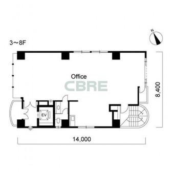 3階〜8階 平面図