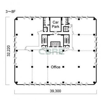 3階〜8階 平面図