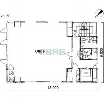 2階〜7階 平面図