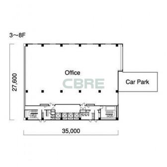 3階〜8階 平面図