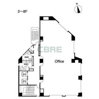 2階〜8階 平面図