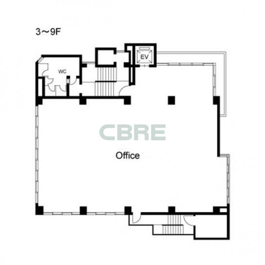 3階〜9階 平面図