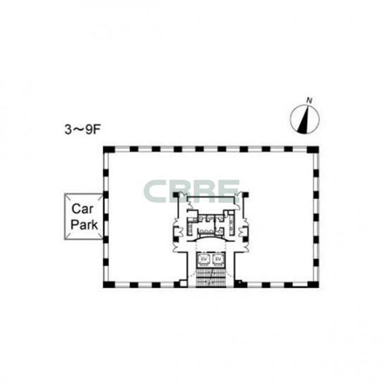 3階〜9階 平面図
