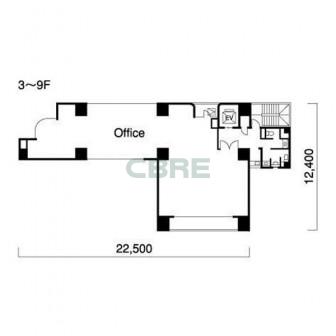 3階〜9階 平面図