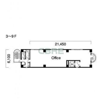 3階〜9階 平面図