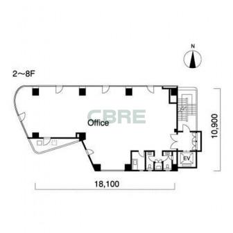 2階〜8階 平面図