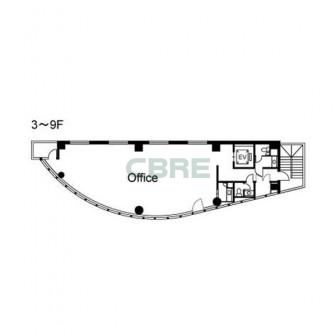 3階〜9階 平面図