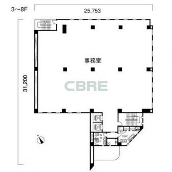 3階〜8階 平面図