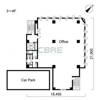 3階〜4階 平面図